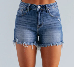 Risen Dark Frayed Shorts