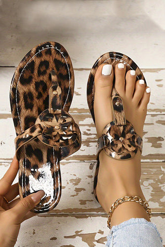 Leopard Print Flip Flops