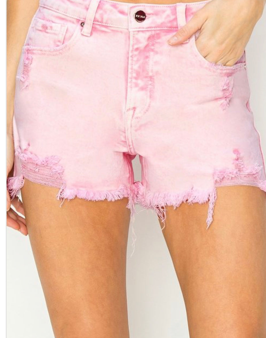 Risen Acid Wash Pink Shorts