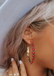 Gem Hoop Earrings (Multiple Color Options)