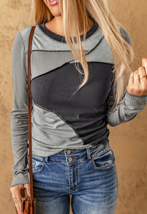 Grey Exposed Seam Knit Top