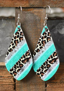 Turquoise Leopard Water Drop Earrings