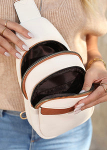 White Multi Zip Crossbody