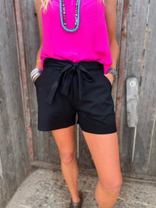 Black Tie Waist Shorts