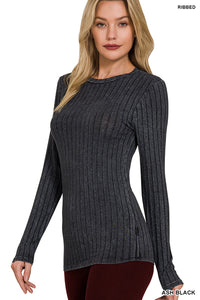 Ribbed Long Sleeve Top (different color options)