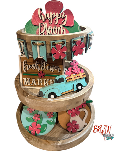 Happy Bloom Spring Tiered Tray Decor