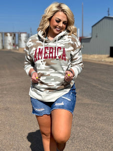 (COLLECTIVE) America on Camo Hooded Sweatshirt