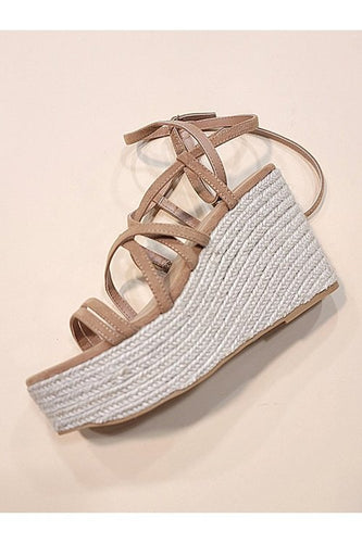 Nude Strappy Wedges