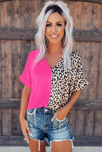 Load image into Gallery viewer, Pink/Leopard Split Top