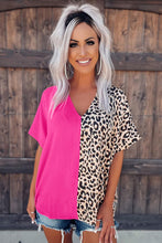 Load image into Gallery viewer, Pink/Leopard Split Top