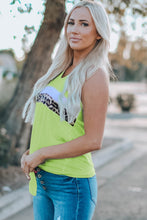 Load image into Gallery viewer, Neon Green Leopard Striped Patchwork Tank