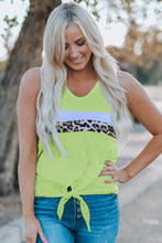 Load image into Gallery viewer, Neon Green Leopard Striped Patchwork Tank