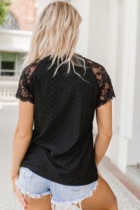 Black Lace V-neck Top