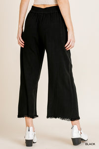 Wide Leg Black Linen Pants