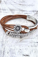 Load image into Gallery viewer, Brown Daisy Multi Layer Bracelet