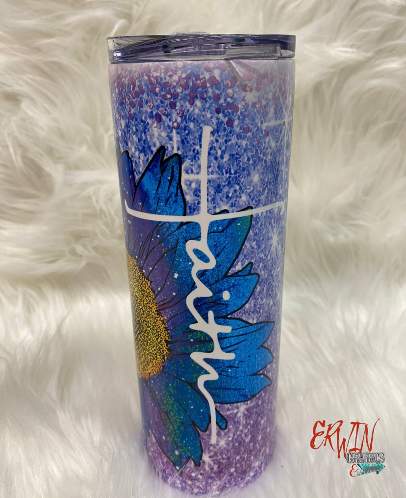 Sunflower Bible Emergency Purple Tumbler