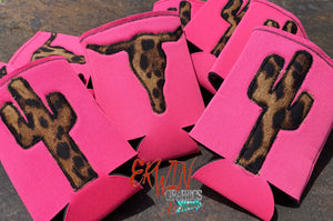 Hot Pink Cactus/Skull Koozie