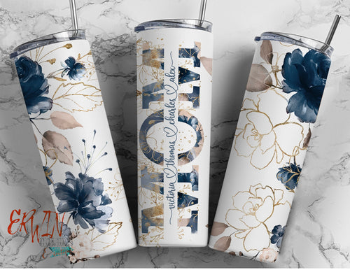 Blue Floral Custom MOM Tumbler