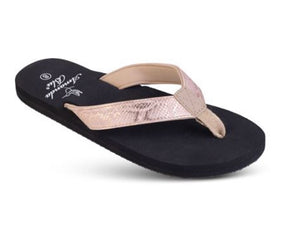 Metallic Champagne Snakeskin Flip Flops