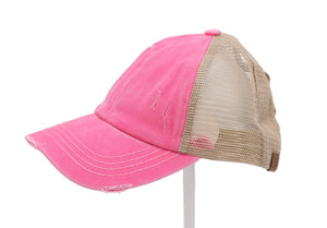 Pink Custom Ponytail Hat