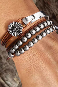 Brown Daisy Multi Layer Bracelet